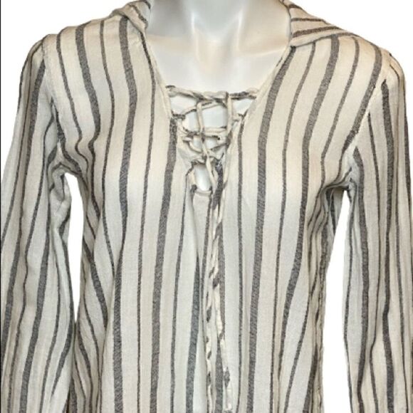 Billabong NWOT striped gauze cotton long sleeve hooded top size S - Picture 2 of 16